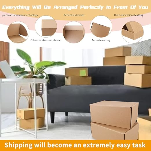 Shipping Boxes, 12"x9"x4"Which is Anti-Impact Come with Exquisite Sealing Label.Suitable E-Commerce Packaging, Shipping Packaging.