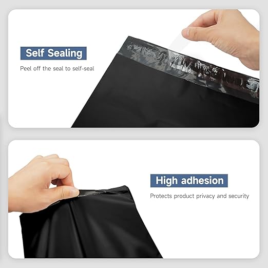 KKBESTPACK 50 Large Poly Mailers 10x13 Shipping Bags for Small Business – Self Sealing Package Envelopes Black