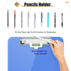 Hongri Plastic Clipboard with Pen Holder, Blue 8.5x11 Letter Size Clip Board for Classroom, Office, Students, Nurses and Women, Low Profile Clip, Size 12.5 x 9 in