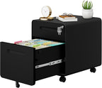 2 Drawer File Cabinet with Lock and 4 Keys, Mobile Metal Filing Cabinet, File Cabinets for Home Office, Under Desk, Pre-Assembly, File Drawer, Letter/Legal/A4 Hanging File Folders