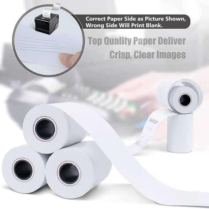 Azure Zone, Thermal Paper Rolls 2-1/4 X 50ft, 50 Rolls, Fits Most POS Machines and Cash Registers, Great for Businesses and Sales
