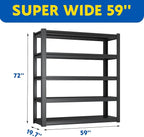 72''H Garage Shelving Heavy Duty,3000LBS Storage Shelves,5-Tier Adjustable Metal Shelve Storage Shelf Rack, Industrial Shelving Unit for Garage, arehouse,Basement (59" W x 19.7" D x 72" H) 2PC