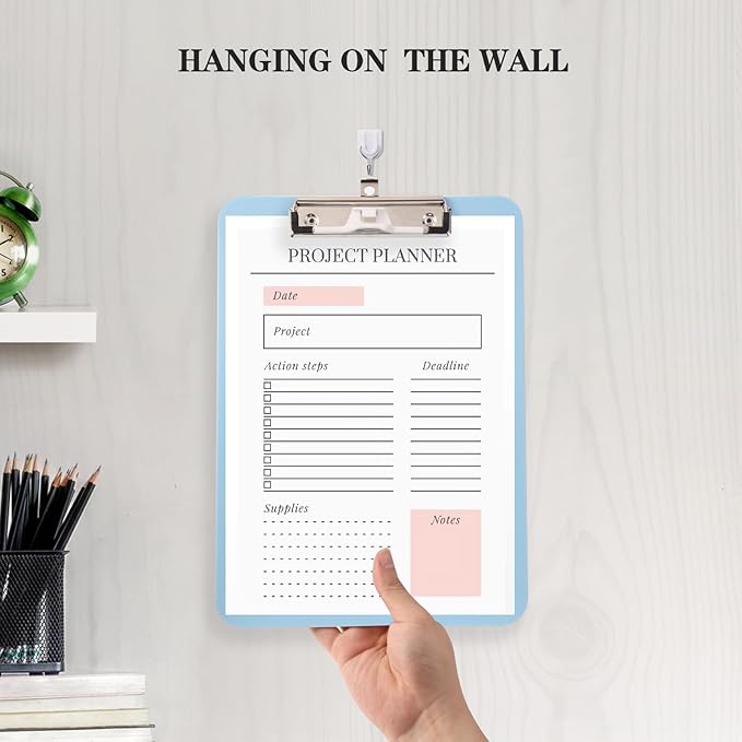 Clipboard with Pen Holder,Standard Letter Size A4,Thickened Clip Boards 8.5x11,Cute Clipboards for Women Kids Students,Nurses,School Office Home Supplies,Light Blue