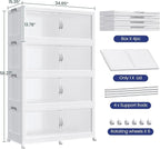 960QT Extra Large Stackable Storage Bins with Lid, 240Gal Plastic Closet Organizers and Storage Drawer, Collapsible Cabinet Box with Wheels Clear Doors for Home Kitchen Office, 4Pack White