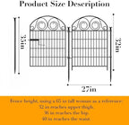 Dog Fence Outdoor for Yard, 32 in(H)×8.8 Ft(L) 4 Panels Garden Fences with Gate, Black Metal No Dig Fence for Dogs, Reusable Defense Temporary Fencing│Patented