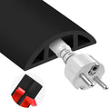 MYFAMIREA 10FT Floor Cord Cover for Wire Self Adhesive Cable Cavity Management PVC Extension Cord Hider Power Floor Wire Protector Cover Prevent Cable Trip for Office Home Outdoor (Black, 1.97'')