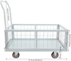 4-in-1 Platform Truck Foldable Push Cartplatform Truck with Cage 2200 lbs, Heavy Duty Moving Platform Hand Cart with 4 Wheels & Brakes, Convertible Warehouse Push Dolly for Workshop Logistics, Silver