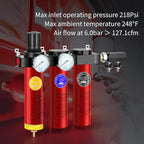 NANPU Z Series 3-Stage Air Filtration System - Sintered, Fine, & Charcoal Filters, 1/2" NPT Inlet, 1/4" NPT Outlet Module, 0-230 psi Gauge, 127 CFM @ 6 bar, Metal Housing, Heat Resistant to 248°F