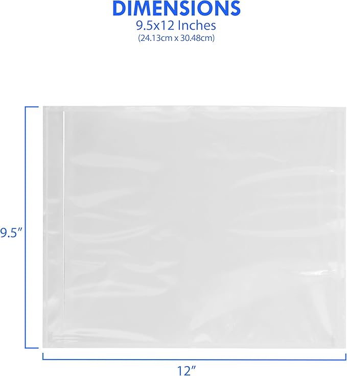 1000 Count 9.5" x 12" Shipping Label Envelopes, Clear Packing List Pouches with Self-Adhesive Back, Top Loading for Shipping Labels Sleeves, for Packing Slips, Labels Invoices & Paperwork. GPI
