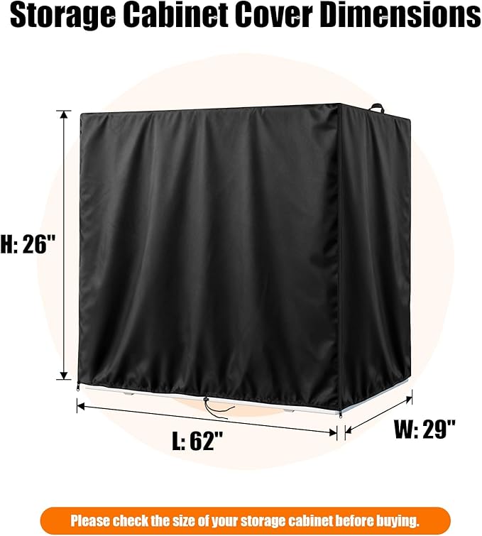 Kasla Storage Cabinet Cover, Outdoor Chest Storage Waterproof Cover, Weatherproof Cabinets Covers for Kitchen Patio Garden Backyard - 62"Lx29"Wx26"H