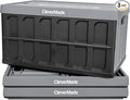 CleverMade Collapsible Storage Bins with Lids - Stone 3 Pack 62L - Plastic Containers Stackable Organization Crates Home Closet Space-Saving Durable