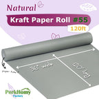 PerkHomy 36" x 1,440" (120') Light Grey Kraft Paper Roll for Craft Bulletin Board Paper Art Table Covering Crafting Gift Wrapping Bouquet Packing Parcel 80GSM 55LB (Light Grey, 36" x 120')