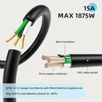 EP 12 Ft Outdoor Extension Cord - 12/3 SJTW Heavy Duty Black Extension Cable with 3 Prong Grounded Plug - Power Cord for Lawn, Garden, Appliances