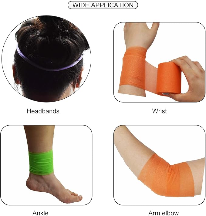 22 Packs Pre Wrap Tape, 11 Colors 2.76 Inch x 11Yards Prewrap Athletic Tape for Soccer, Foam Tape, Underwrap Bandage for Wrists, Prewrap Headbands for Hair (Rich Color)