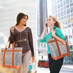2Pk Insulated Reusable Tote Bag for Grocery Shopping for Women/Men, Pizza/Food Delivery Bag to Keep Food Cold/Hot for Professional Catering, Cooler Bags for Travel/Beach/Picnic, Cow Print