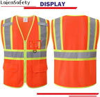 Hi Vis Safety Vest for Men Women Reflective with Multiple Pockets Class 2 Mesh High Visibility Construction Work Vest,Meets ANSI/ISEA Standards(EK1-178-Orange-S)
