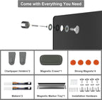 Large Black Glass Dry Erase Board, 72 x 48 Inches Magnetic Glass whiteboard,6' x 4' Frameless Blackboard for Office,Home,School