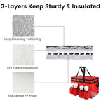 Insulated Food Delivery Bag with 4 Cup Holders, XX-Large Insulated Grocery Bags Keep Food Hot/Cold, Cooler Bags with Drink Carrier, Food Carrier Catering Bag, Commercial Food Warmer Bag, Red