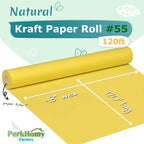 PerkHomy 48" x 1,440" (120') Lemon Yellow Kraft Paper Roll for Craft Bulletin Board Paper Art Table Covering Crafting Gift Wrapping Bouquet Packing Parcel 80GSM 55LB (Lemon Yellow, 48" x 120')