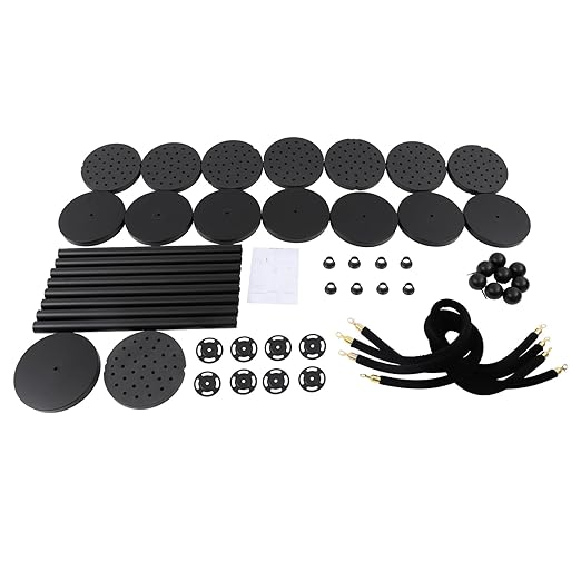 8 Packs Stanchion Posts Black Stainless Steel Stanchion Post Queue 5 ft Black Velvet Rope Red Carpet Ropes and Poles Crowd Control Barriers with Fillable Base for Theaters Wedding Exhibition