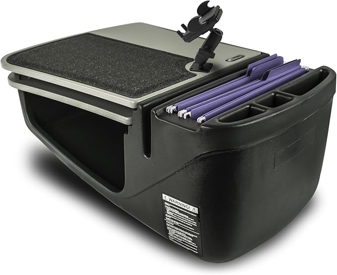 AutoExec GripMaster Car Desk for Your Vehicle Workstation and Mobile Office, Grey with Phone Mount