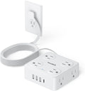 6.5Ft Power Strip with Surge Protector, 8 Outlets 4 USB Ports Extension Cord, Flat Plug Charging Station for Home Office Desk & College Dorm Essentials, White