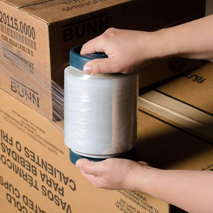 WOD SFCB80 Heavy Duty Hand Stretch Film Wrap 80 Gauge Thick with Dispenser - Clear Shrink Wrap Ideal for Moving, Packing, & Palletizing Applications: 3" in. x 1000 Ft (18-Rolls)
