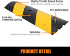 3.3 Ft Rubber Speed Bump, 2 Pack 2 Channel Modular Heavy Duty Speed Bumps Humps 25000 lbs Load Capacity, Cable Protector Ramp for Asphalt Concrete Gravel Driveway Road