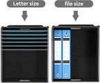 Huolewa File Organizer Box with Lid, Collapsible File Folder Organizer for Office Document Storage, Filing Box with Plastic Slide for Letter Size Hanging File Folders(1 Pack, Dark Grey)