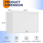 Yizosh Metal Wall Cabinet with Doors and Shelves, Floating Storage Unit for Garage or Basement (White, 21.6" H)