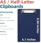 Small Clipboards 6" X 9" Mini Clipboards 4-Pack Portable A5 Size Half Letter Menu Pads Receipt Clips for School Office Restaurant Cafe Hotel