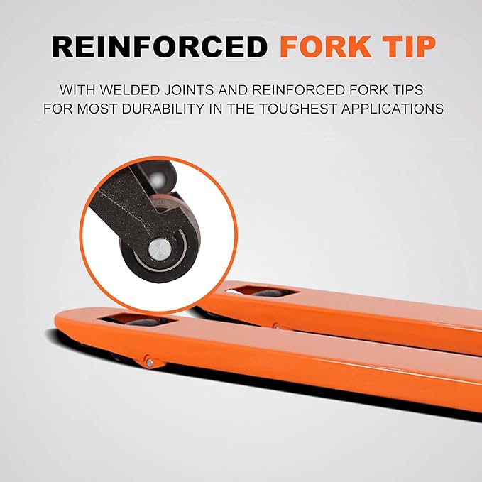 Tory Carrier Manual Pallet Jack 5500 Lb. Capacity, Industrial Pallet Truck 48 × 27" Fork Size Standard Heavy Duty Hand Trucks with PU Wheels