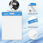 AFMAT Sticky Mini Easel Pads, 15 in x 18 in Flip Chart Paper for Teachers, Super Sticky & Bleed-Resistant, Self-Stick Easel Paper for Office/Classroom/Whiteboard/Wall/Windows, 30 Sheets/Pad, 8 Pads