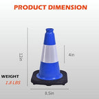4 Pack 12 Inch Blue PVC Traffic Cones Black Base, Sport Training Cones for Soccer Drills, Kids Outdoor Play, Indoor Gym Activities (4, Blue, 12 Inch)