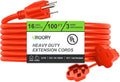 Outdoor Extension Cord Waterproof 100 FT, Orange 16/3 SJTW Heavy Duty, Flexible 100% Copper 3 Prong Extension Cord for Lawn, Garage,UL Listed