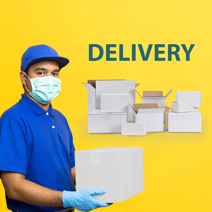 Calenzana 8x6x6 Shipping Boxes Set of 40, White Corrugated Cardboard Box for Mailing Packing Gifts Small Business