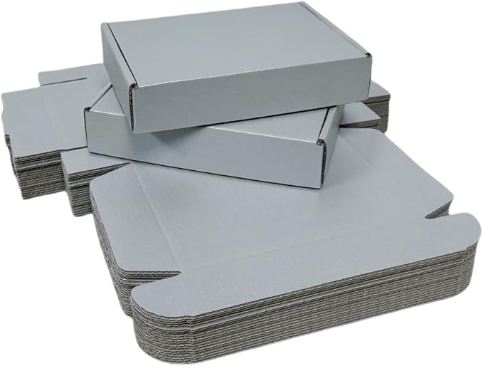 50 Pcs 11.8 x 8.5 x 2 inches Large Size Corrugated Cardboard Gift Boxes Recyclable Shipping Boxes for Packing Jewelry Ornament Gift Craft Packaging Supplier (Silver, 11.8 x 8.5 x 2")