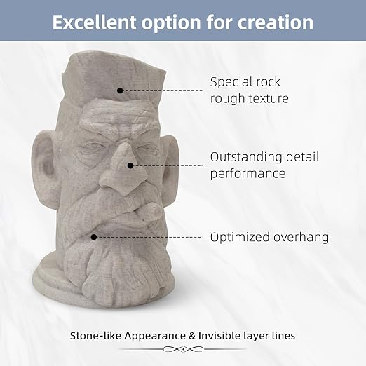 Geeetech Marble PLA Filament, 1.75mm 3D Printer Filament 1kg(2.2lbs), Dimensional Accuracy +/- 0.02 mm, Marble White-Brown Stone Color, Fit Most FDM Printer
