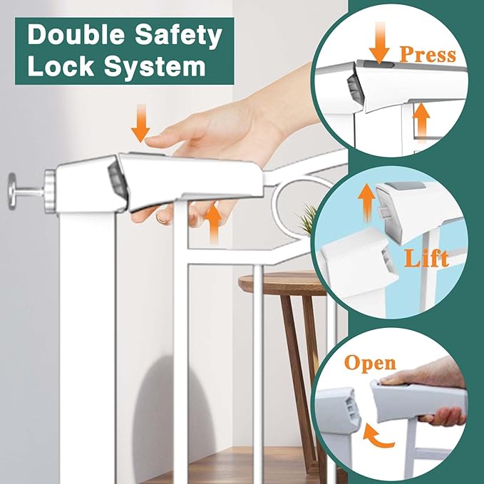 Fairy Baby 70.9"-76.3" Extra Wide Baby Gate, Pressure Mounted Auto Close Child Safety Gate for Kids Or Pets Walk Thru No Drill Long Dog Gates Indoor for House Doorway, White