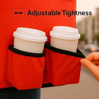 Insulated Food Delivery Bag with 4 Cup Holder and Bottom Support, XX-Large Insulated Grocery Bags Keep Food Hot/Cold, Cooler Bags with Drink Carrier, Food Carrier Catering Bag for Events, Red