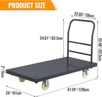Extra Large Platform Truck Cart, 47 X 24 Dollies Cart, Heavy Duty Push Cart Dollies with 2500 LBS Capacity, Foldable Flat Cart Hand Trucks with 5" Swivel Wheels