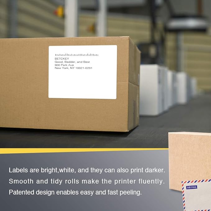 BETCKEY - 4" x 5" (102 mm x 127 mm) Large Shipping & Multipurpose Labels Compatible with Zebra & Rollo Label Printer,Premium Adhesive & Perforated [2 Rolls, 700 Labels]
