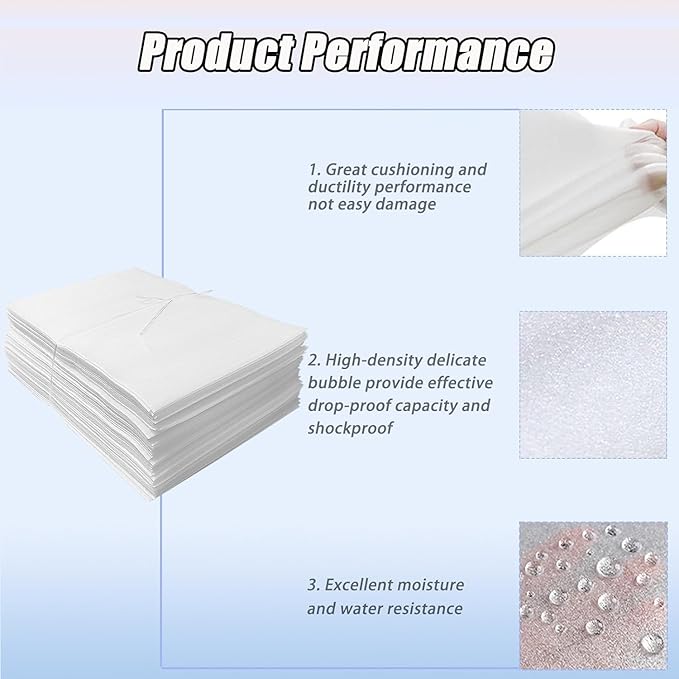 6''x8''Small Foam Pouches, 50PCS Cushioning Foam, Packing Supplies for Moving and Packing, Foam Pouches for Small Fragile Items/Electronic Products/Cosmetic Products/Jewelry/Glasses/Cups.