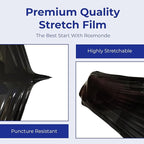 Rosmonde Bulk Plastic Wrap For Moving, 200 Rolls, 80 Gauge Thick Black Industrial Shrink Wrap Roll, True 18" x 1500 ft Stretch Wrap, 3" Core, Black Stretch Film Roll for Warehouses, Moving & Packaging