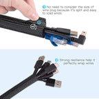 AGPTEK Cable Sleeve Cover, 10ft - 4/5 inch Desk Cord Organizer Cable Hider, Home Office Wire Management Computer TV Wire Loom Tubing, Pet Proof Cord Protector, from Cat Dog Chewing, Black