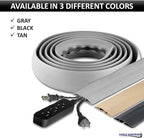 Kable Kontrol Floor Cord Cover kit - 15 Feet Long Black Plastic Cable Protector, Hides Cords and Conceals Wires, for Extension Cord Cable Management, Channel Size 0.75” W x 0.43” H