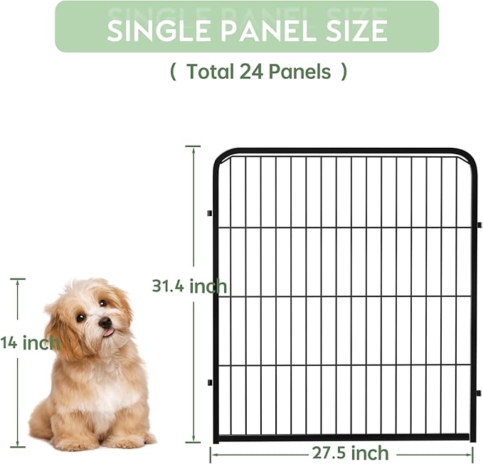 ZXMOTO Outdoor Garden Fence with Gate 24 Pack 32in (H) x 55ft (L), Heavy Duty Metal, Decorative Outdoor Yard Fencing for Dogs, Temporary Dog Fence for Backyard, Patio, Garden (Easy Setup)