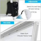 40" H x 28" W Magnetic Dry Erase Board Easel - Tripod White Board with Stand, Includes Flip Chart Paper Pad, Magnets & Eraser, White Board Easel for Office Presentation, School, White Frame