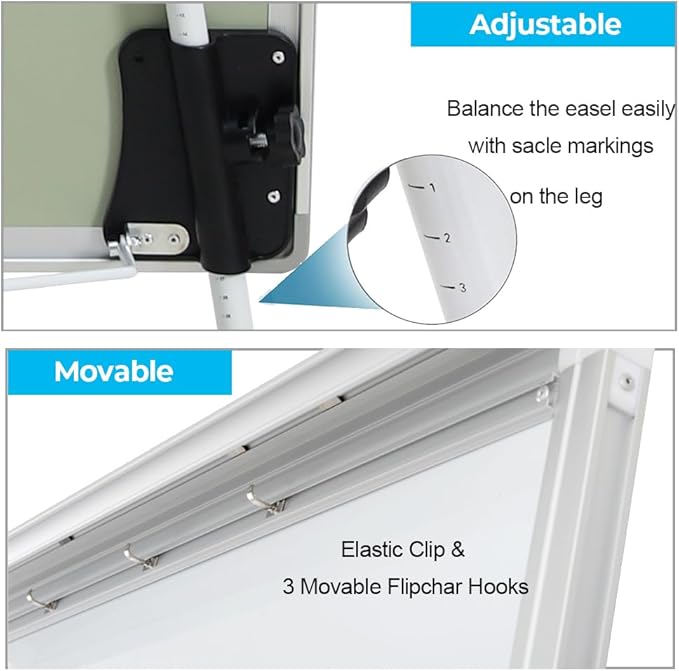 40" H x 28" W Magnetic Dry Erase Board Easel - Tripod White Board with Stand, Includes Flip Chart Paper Pad, Magnets & Eraser, White Board Easel for Office Presentation, School, White Frame