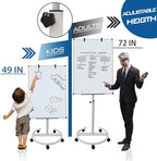 Mobile Dry Erase Board – 36x24 inches Height Adjustable Magnetic Portable Whiteboard Stand Easel White Board Flipchart Easel Board with 25 Sheets Paper Pad (36''x24'' White)
